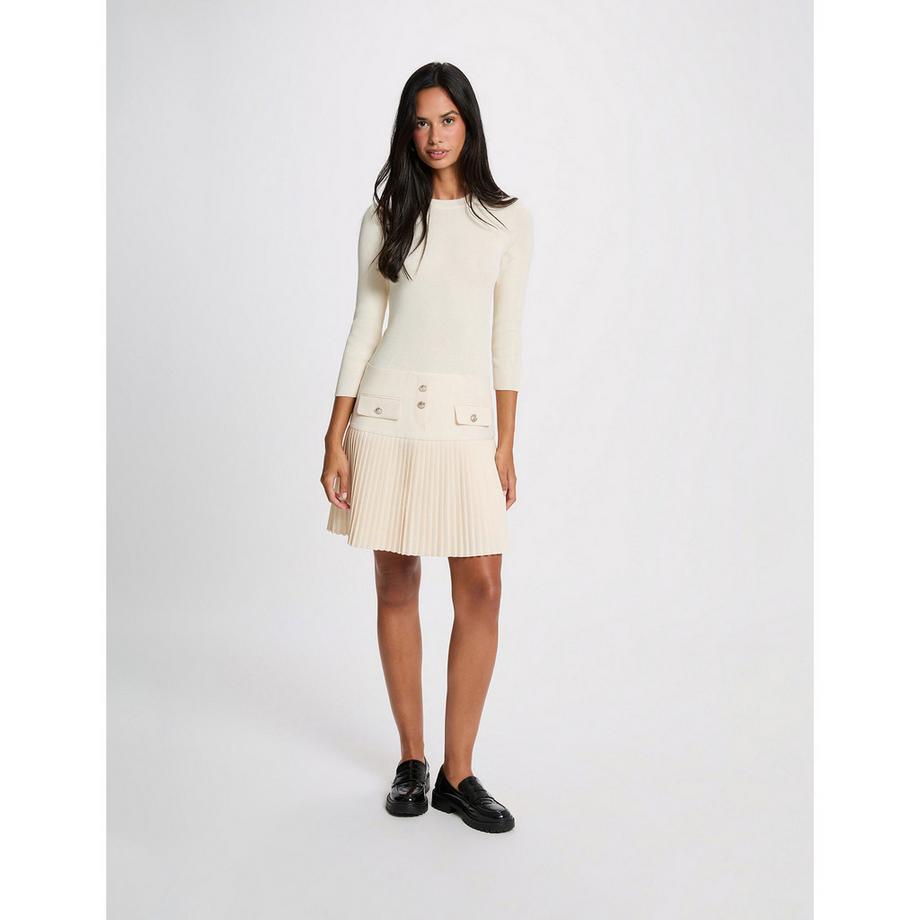 MORGAN Geripptes Strickkleid mit Faltenrock  