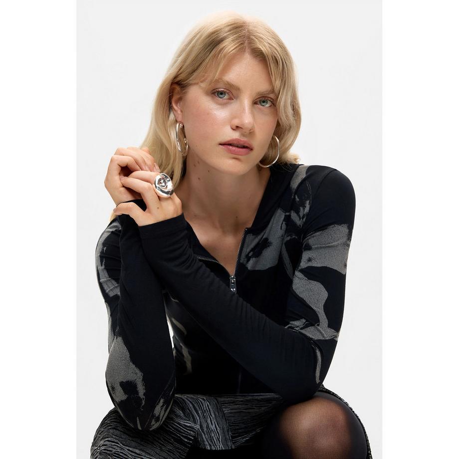 Desigual Sweat-shirt à capuche imprimé avec fermeture éclair  