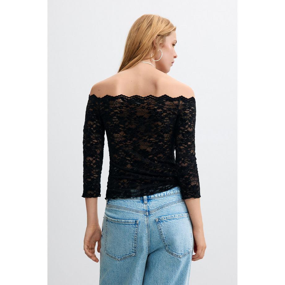 Desigual T-shirt a spalle scoperte in pizzo  