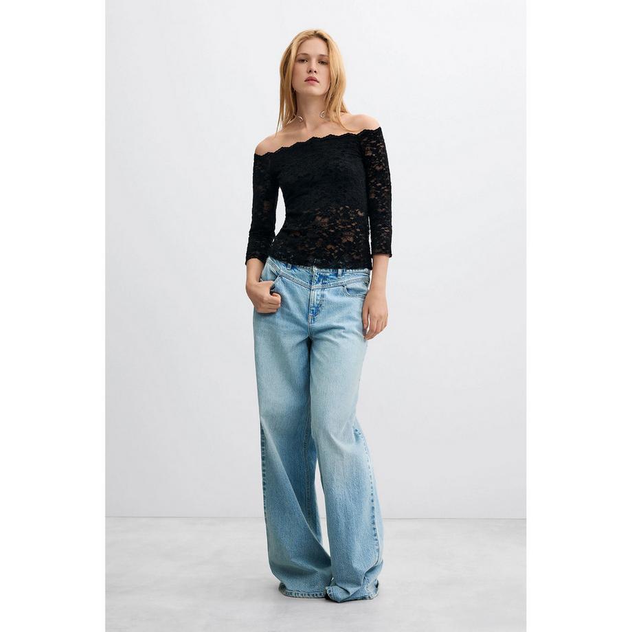 Desigual T-shirt a spalle scoperte in pizzo  