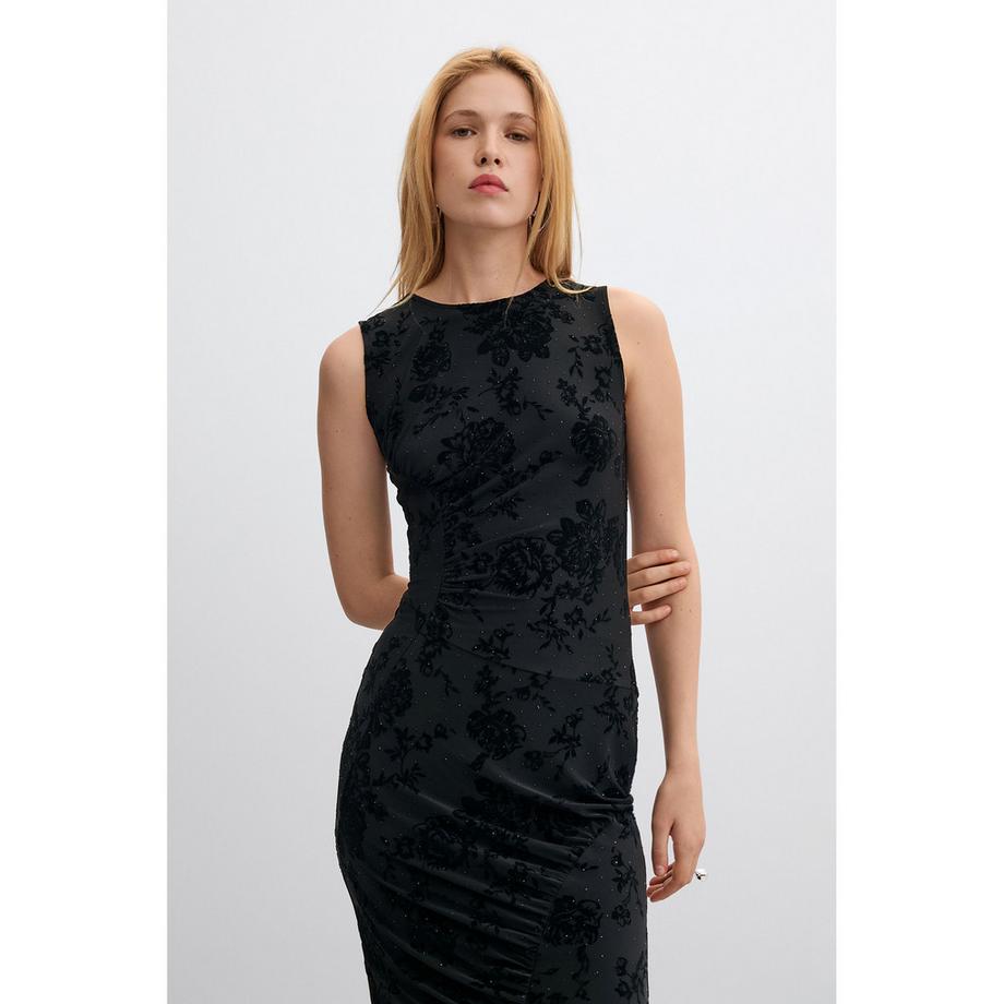 Desigual Robe mi-longue sans manches à imprimé floral  
