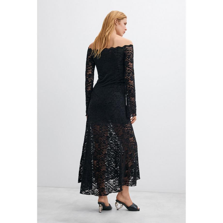 Desigual Robe mi-longue en dentelle avec décolleté épaules dénudées  