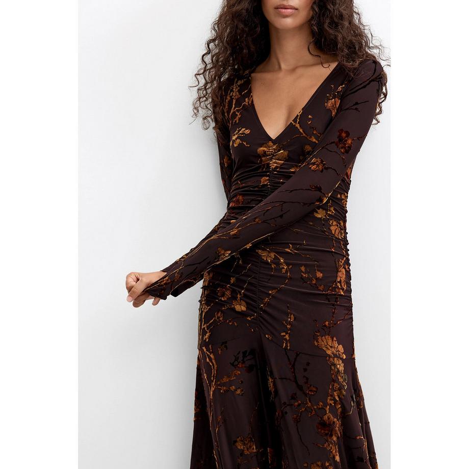 Desigual Robe longue à manches longues imprimé floral  