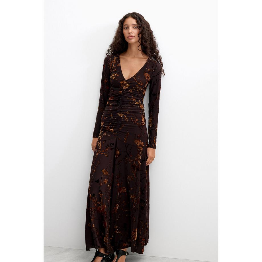 Desigual Robe longue à manches longues imprimé floral  