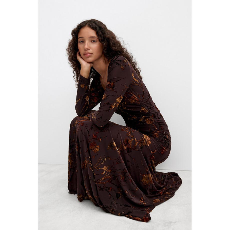 Desigual Robe longue à manches longues imprimé floral  