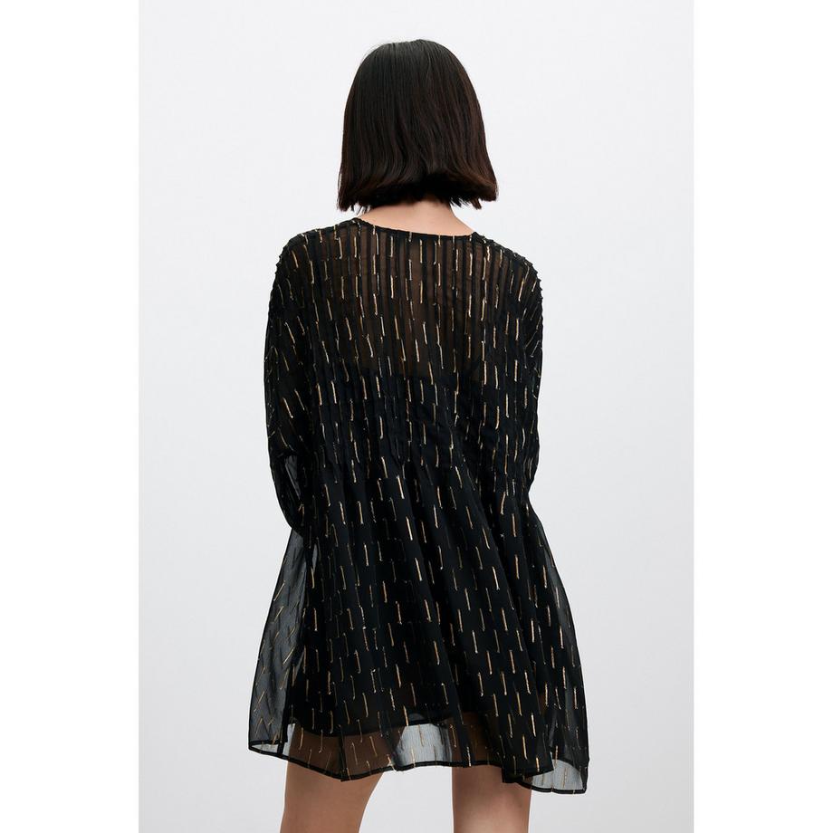 Desigual Robe noire à imprimé doré et décolleté lacé  