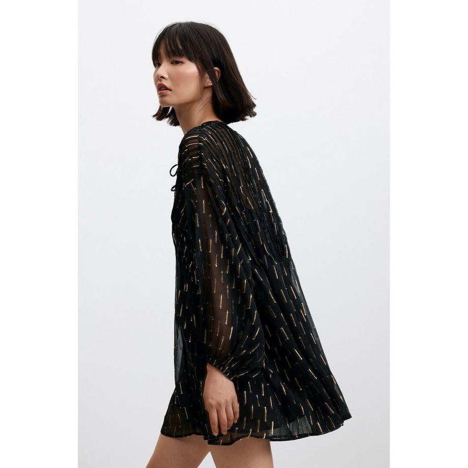 Desigual Robe noire à imprimé doré et décolleté lacé  