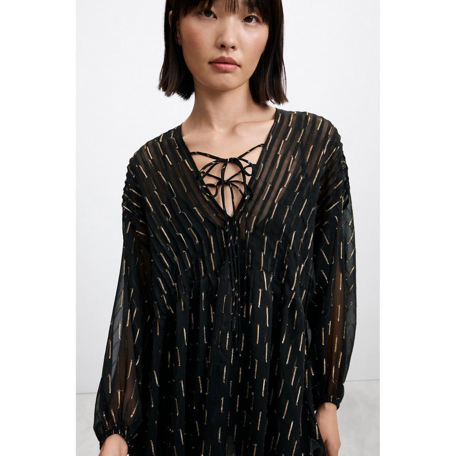Desigual Robe noire à imprimé doré et décolleté lacé  
