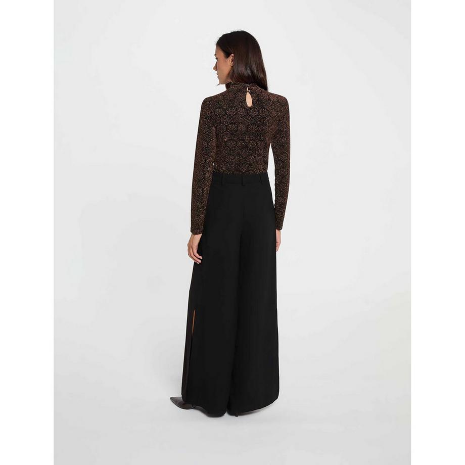 MORGAN T-shirt maniche lunghe collo alto e schiena con taglio a chiave  