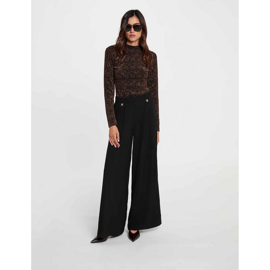 MORGAN T-shirt maniche lunghe collo alto e schiena con taglio a chiave  