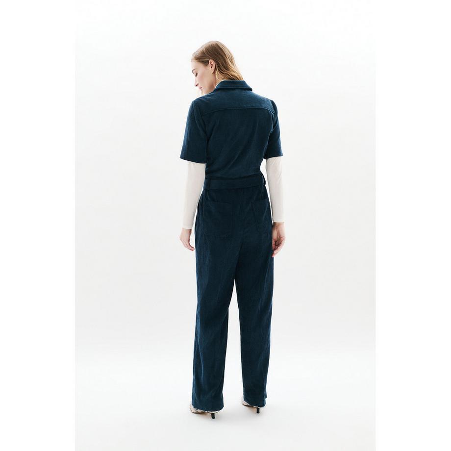 Caroll Cord Jumpsuit mit Kurzen Ärmeln und Gürtel  