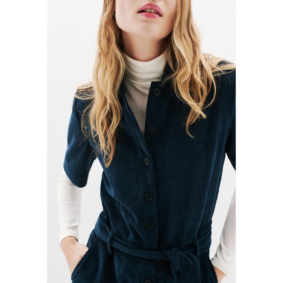 Caroll Cord Jumpsuit mit Kurzen Ärmeln und Gürtel  
