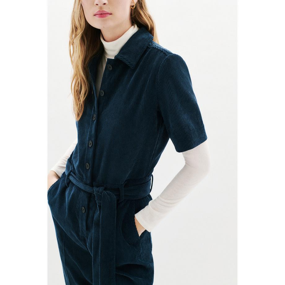 Caroll Cord Jumpsuit mit Kurzen Ärmeln und Gürtel  