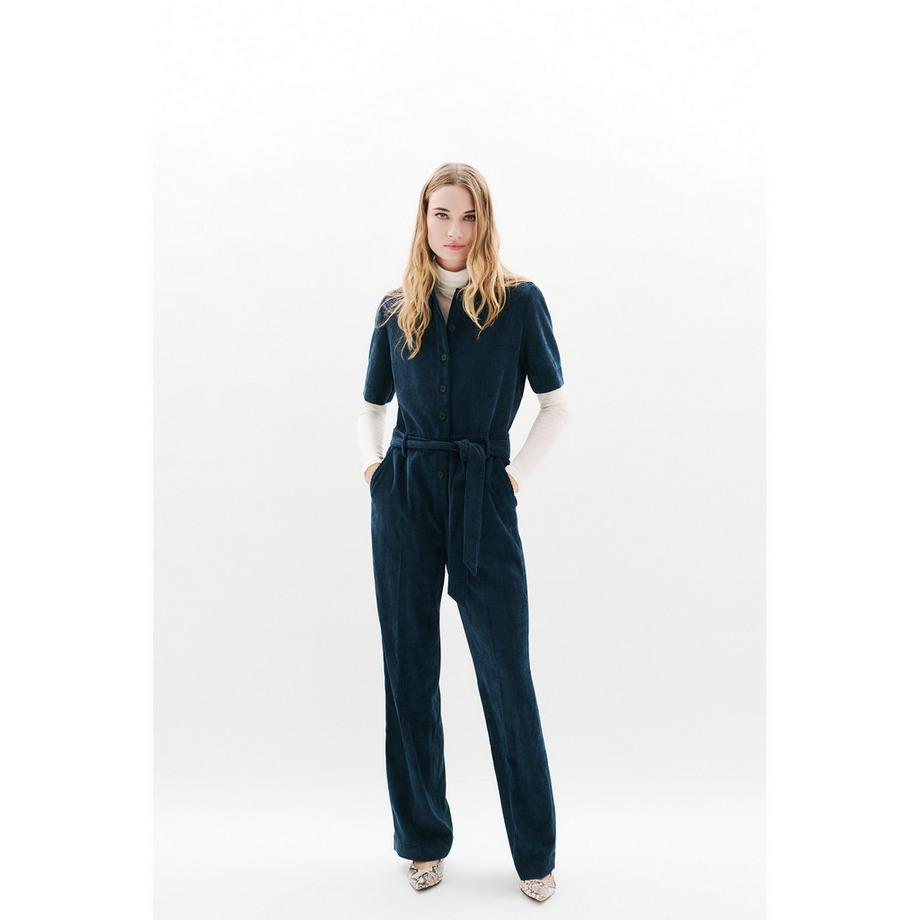 Caroll Cord Jumpsuit mit Kurzen Ärmeln und Gürtel  