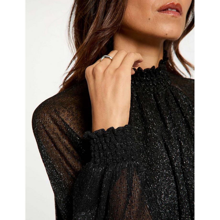 MORGAN T-shirt manches longues transparent avec col froncé  