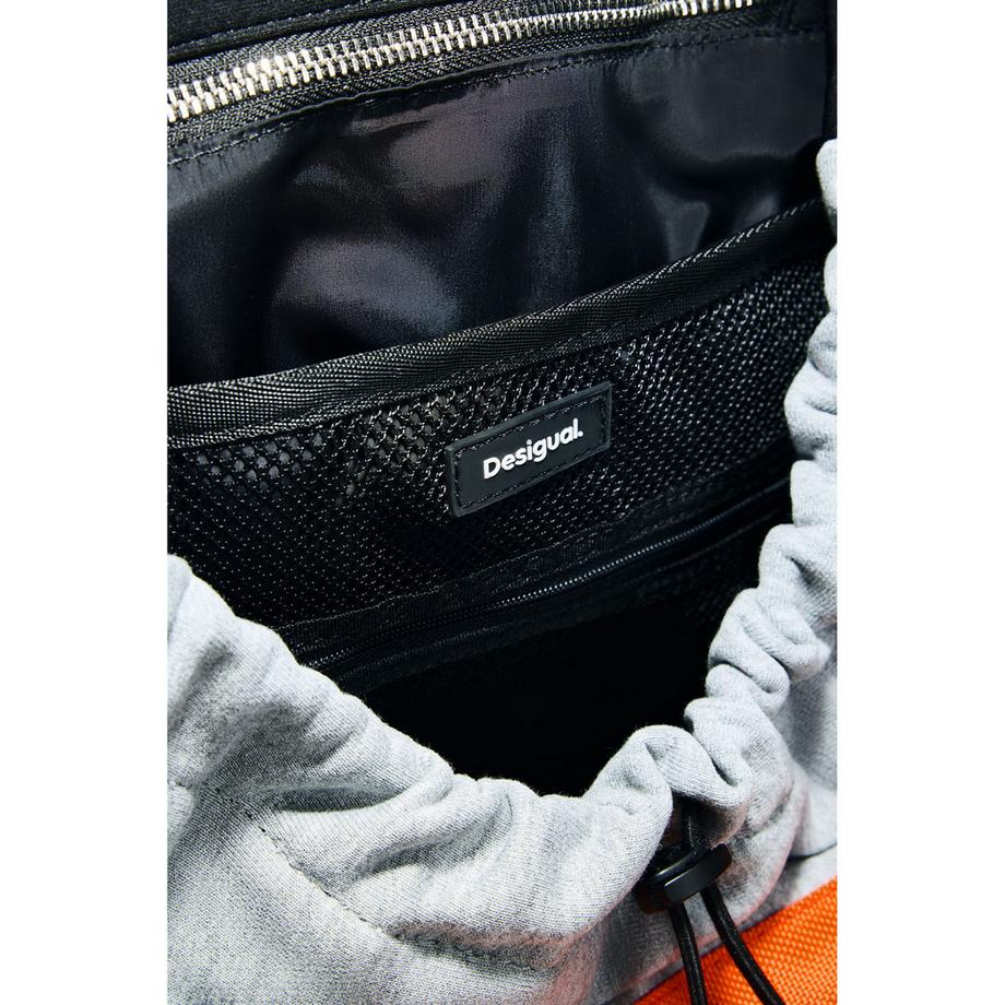 Desigual Sac à dos orange et noir avec plusieurs poches  
