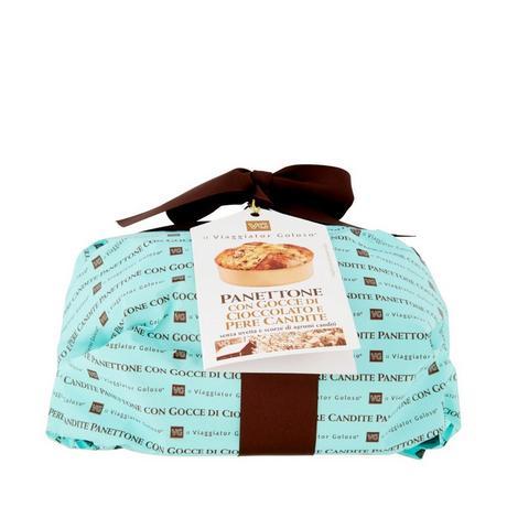 il Viaggiator Goloso XMAS Panettone con gocce di cioccolato e pere candite 