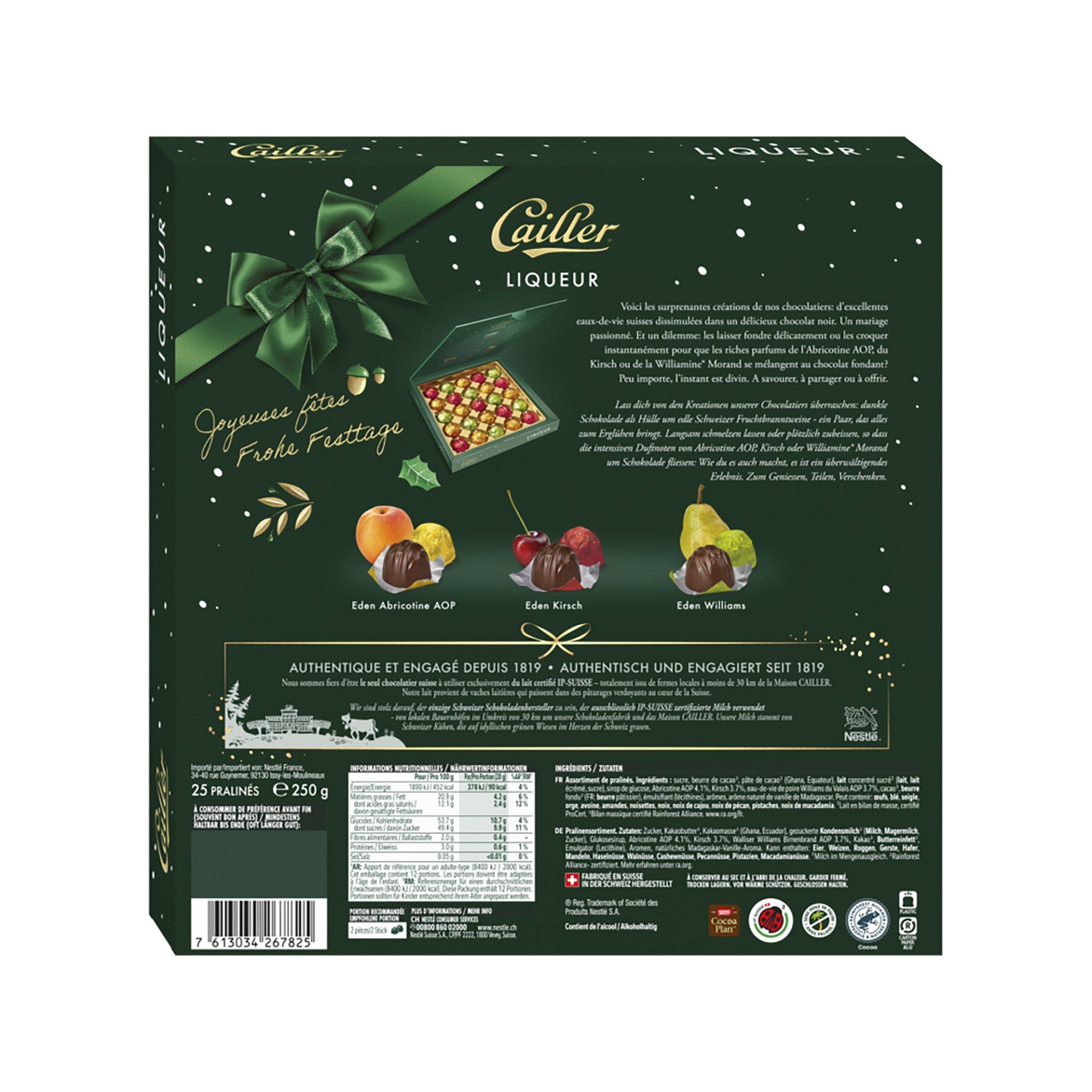 Cailler XMAS Liqueur collection festive de pralinés suisses 