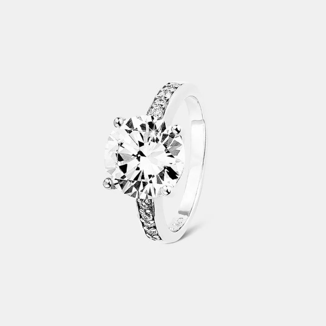 Amor - Ring mit Stein, 56, Silber