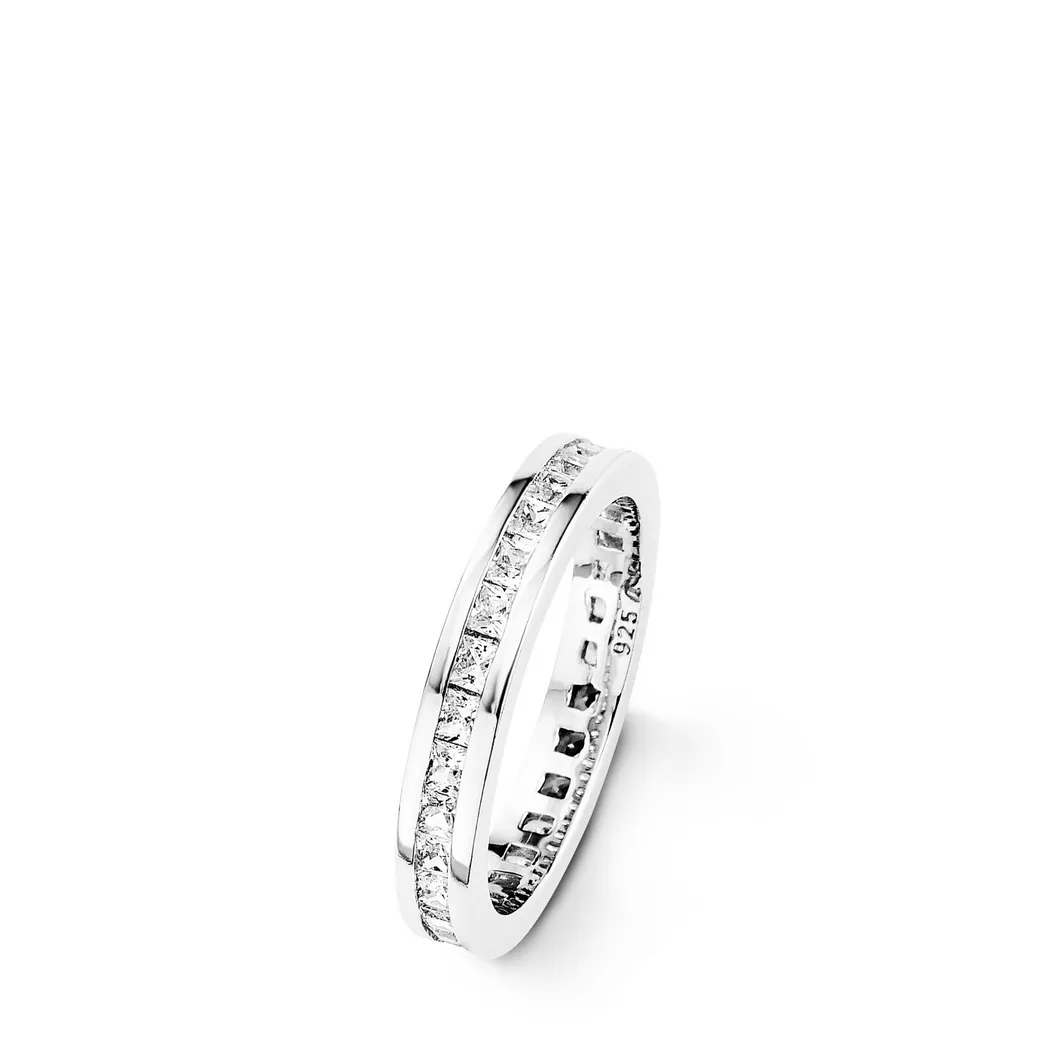 Silberring AMOR "Schmuck Geschenk, Fingerring Verlobung" Gr. 52, rosa (roségoldfarben, silber, 925), Fingerringe, Damen, 52, Silber 925 (Sterlingsilber), 5mm, Silberring, mit Zirkonia (synth.)