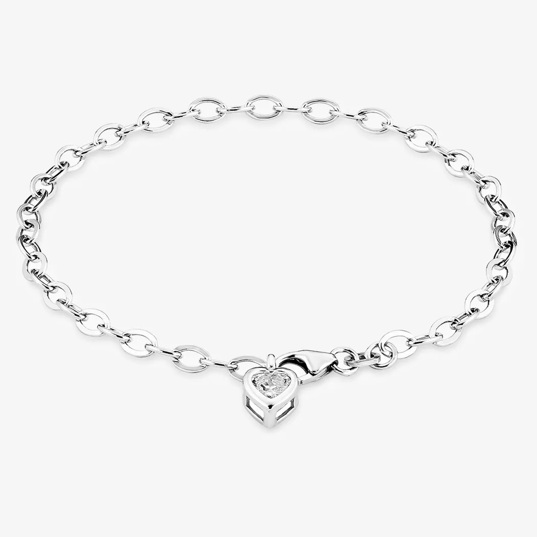 Silberarmband AMOR "Schmuck Geschenk Armkette Herz LIEBE", silber (silberfarben, kristallweiß, kristallweiß), Armbänder, Damen, 19cm, Silber 925 (Sterlingsilber), Silberarmband, Made in Germany - mit Zirkonia (synth.) 4