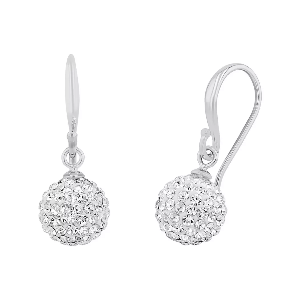 Paar Ohrhaken AMOR "9696390", silber (silberfarben, kristallweiß, kristallweiß), Ohrringe, Damen, Silber 925 (Sterlingsilber), mit Kristallglas 9