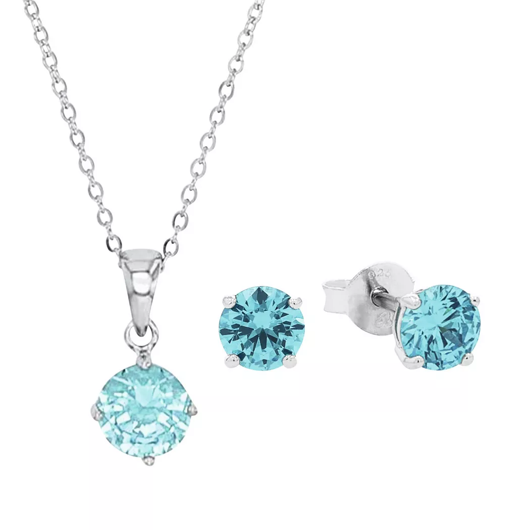 Schmuckset AMOR "9964963, 9964888 Halskette und Ohrringe", blau (silberfarben, royalblau, royalblau), Schmuck_Sets, Damen, Silber 925 (Sterlingsilber), Schmuckset, mit Zirkonia (synth.) 3