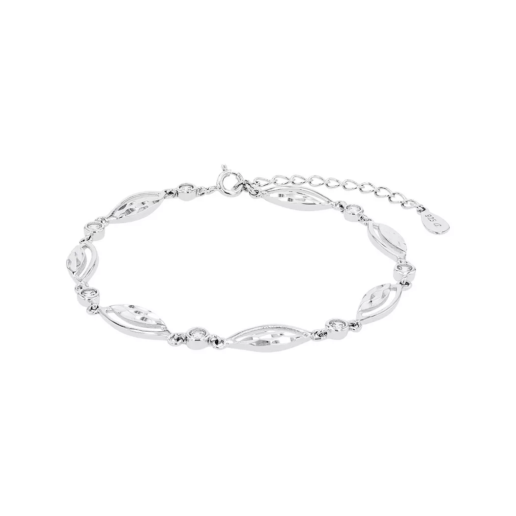 Armband AMOR "Marquise", silber (silberfarben, kristallweiß), Armbänder, Damen, 20cm, Silber 925 (Sterlingsilber), Armband, mit Zirkonia (synth.)
