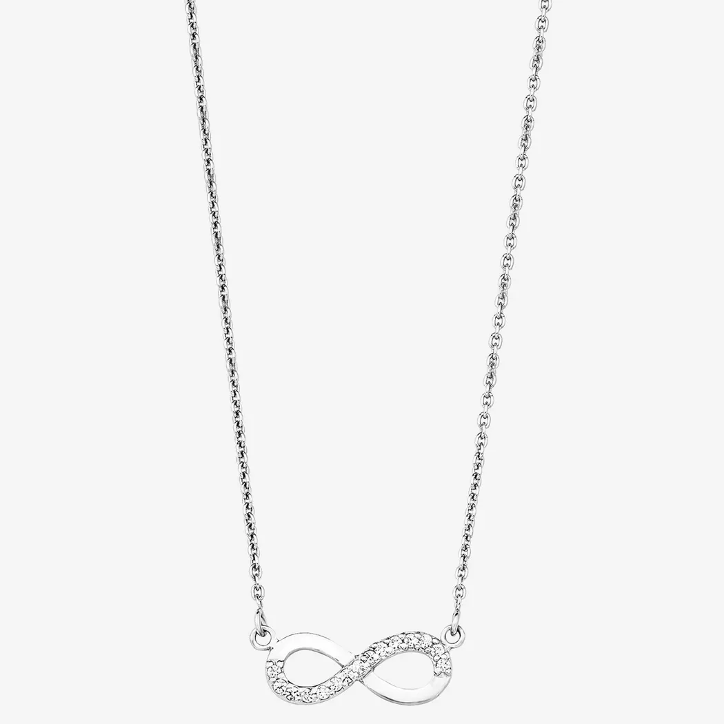 Kette mit Anhänger AMOR "Infinity / Unendlichkeitsschleife", silber (silber, 925), Halsketten, Damen, Silber 925 (Sterlingsilber), L: 45 B: 1mm, mit Zirkonia (synth.), B:1mm 5