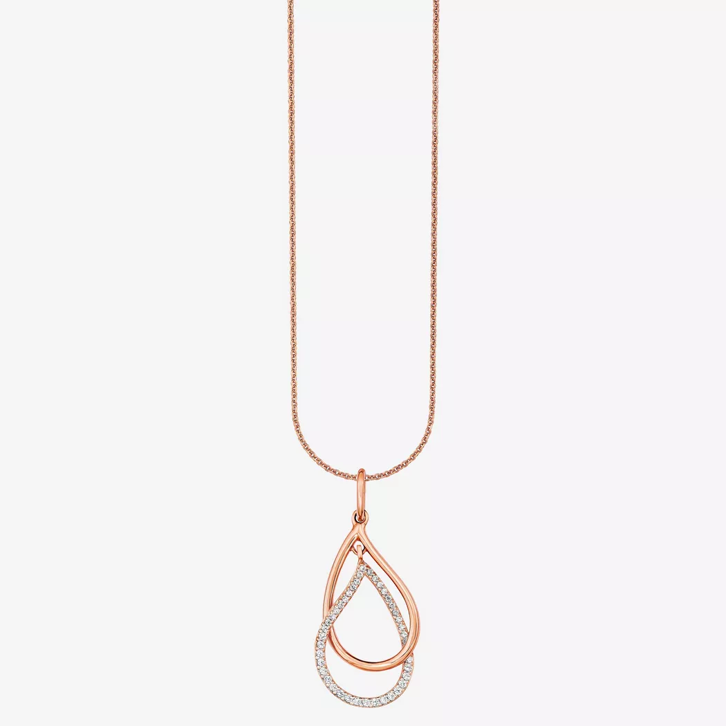 Kette und Anhänger Set AMOR "Lebensbaum/Taube", rosa (silber, 925, roségoldfarben, kristallweiß), Schmuck_Sets, Damen, Silber 925 (Sterlingsilber), mit Zirkonia (synth.)