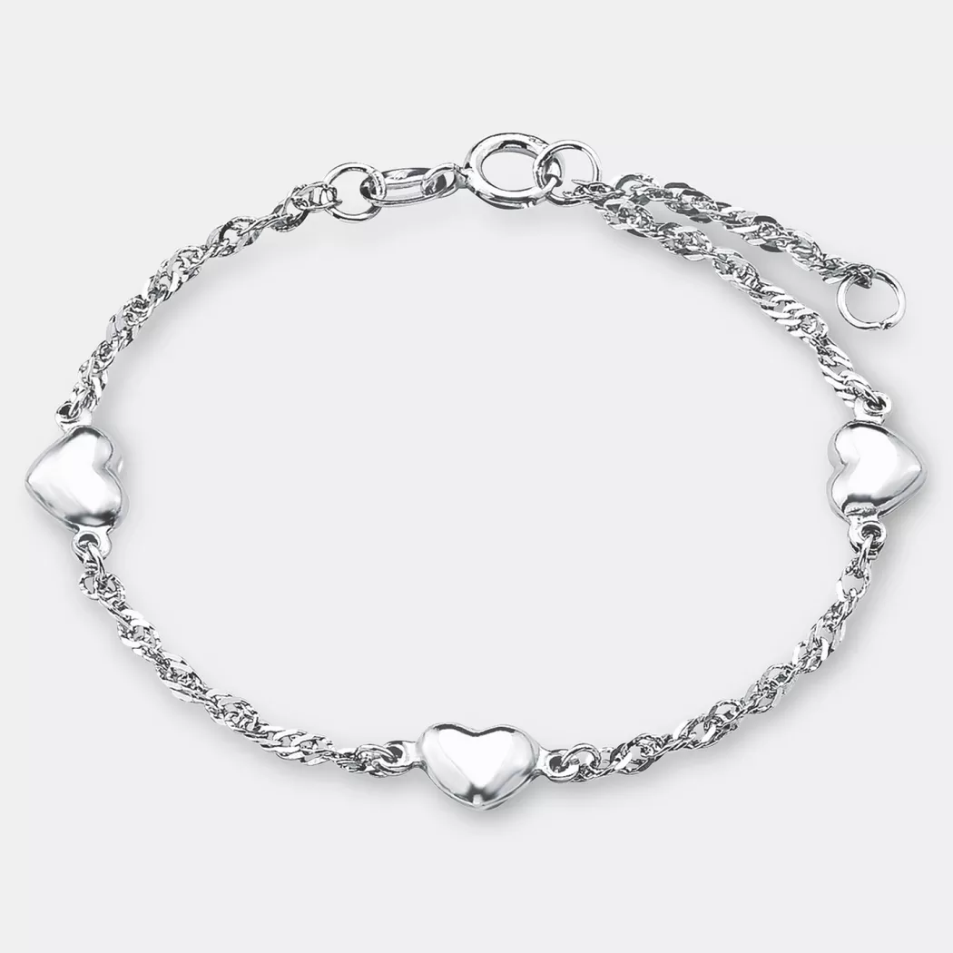 Armband AMOR "Herzen", silber (silberfarben), Armbänder, Damen, 19cm, Silber 925 (Sterlingsilber), Armband