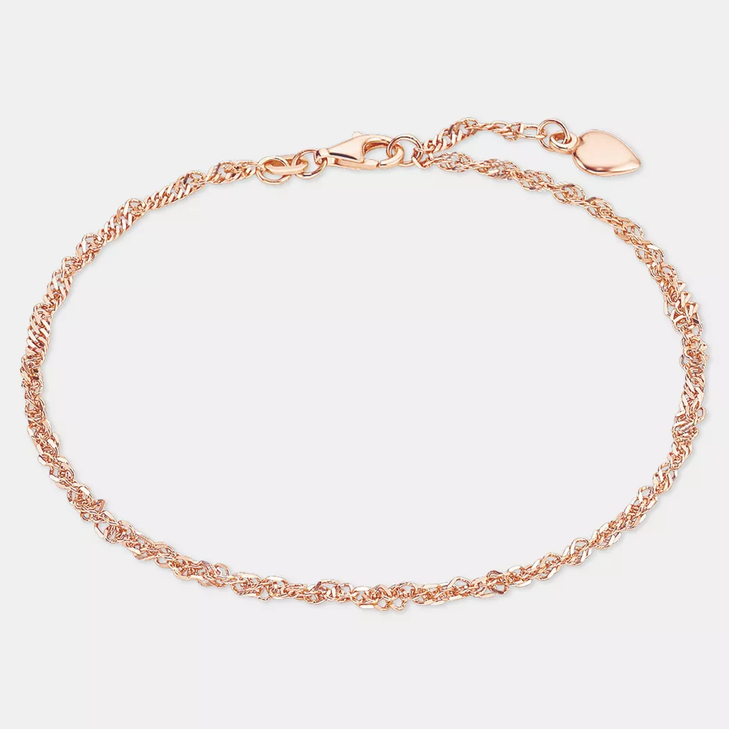 Fußkette AMOR "Schmuck Geschenk Körperschmuck, Singapurkettengliederung", silber (silber, 925), Fußketten, Damen, Silber 925 (Sterlingsilber) 3