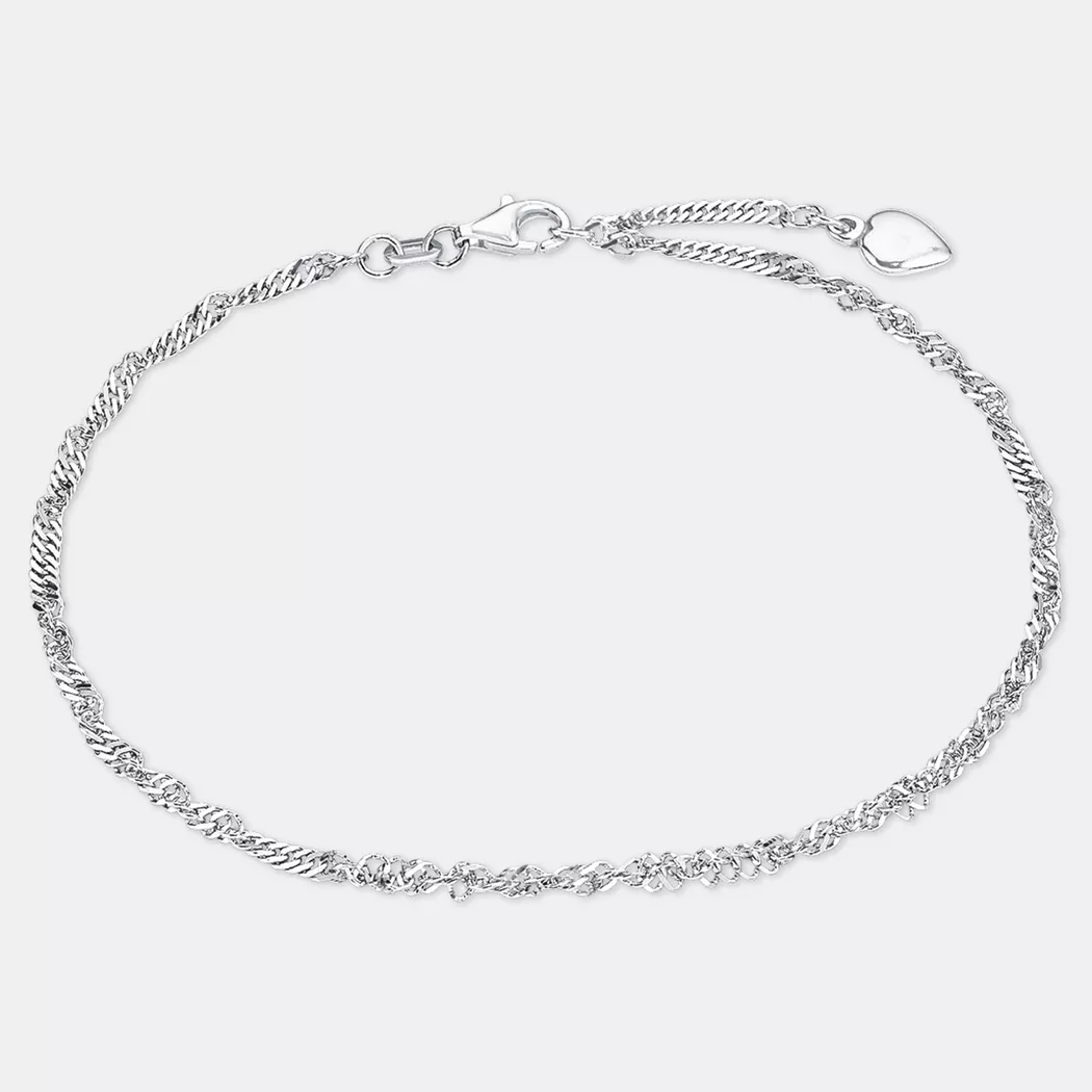 Fußkette AMOR "Schmuck Geschenk Körperschmuck, Singapurkettengliederung", silber (silber, 925), Fußketten, Damen, Silber 925 (Sterlingsilber) 2
