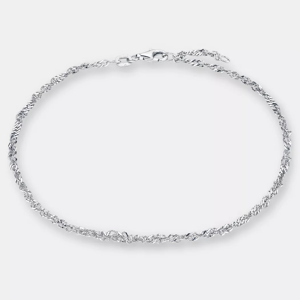 Fußkette AMOR "Schmuck Geschenk Körperschmuck, Singapurkettengliederung", silber (silber, 925), Fußketten, Damen, Silber 925 (Sterlingsilber)