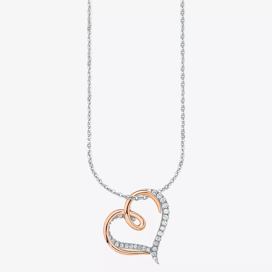 Kette und Anhänger Set AMOR "Lebensbaum/Taube", rosa (silber, 925, roségoldfarben, kristallweiß), Schmuck_Sets, Damen, Silber 925 (Sterlingsilber), mit Zirkonia (synth.) 2
