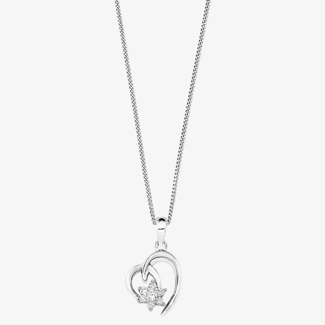 Kette mit Anhänger AMOR "Herz", silber (silberfarben), Halsketten, Damen, Silber 925 (Sterlingsilber), L: 42, mit Zirkonia (synth.) 2
