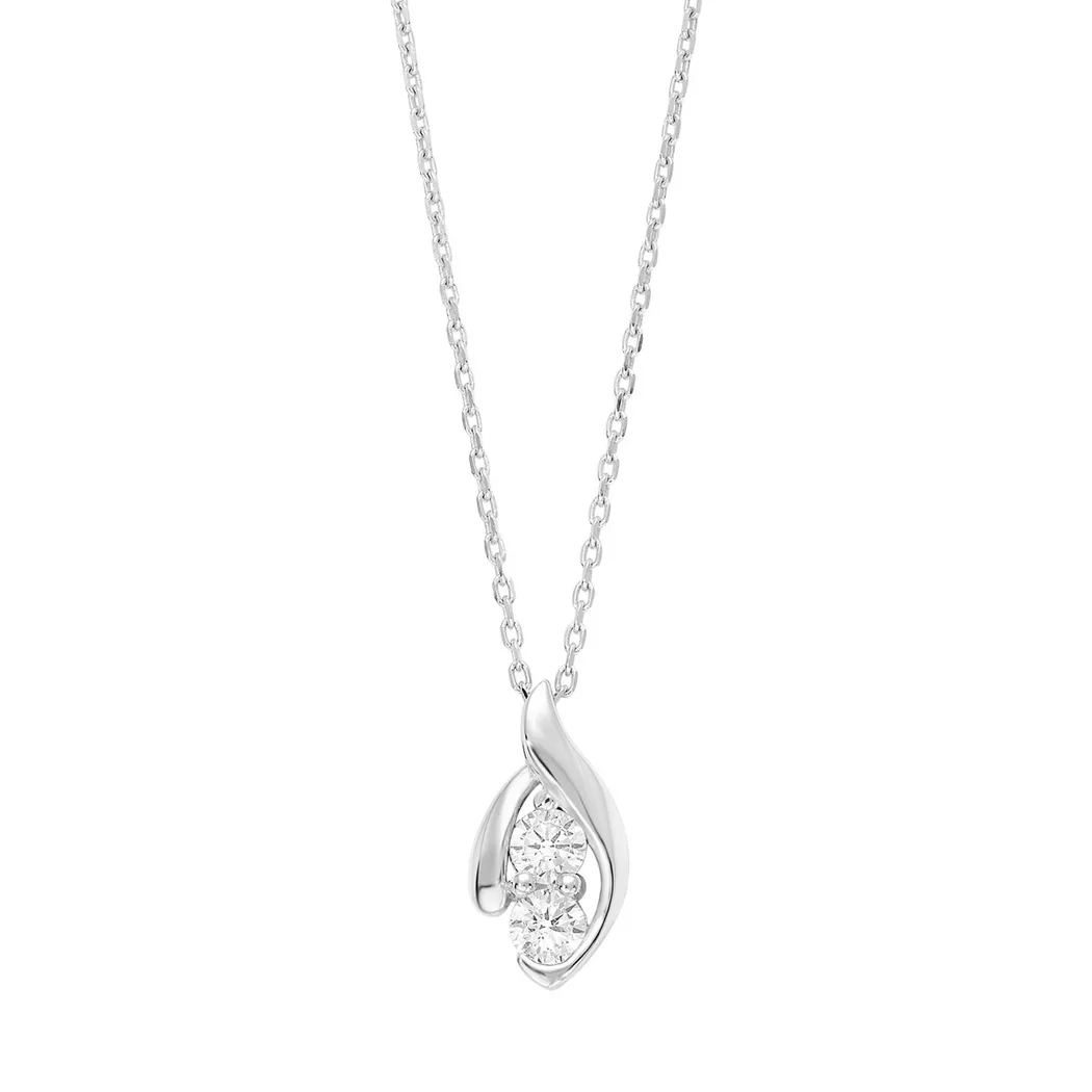 Kette mit Anhänger AMOR "Blüte", bunt (silberfarben, weiß), Halsketten, Damen, Silber 925 (Sterlingsilber), L: 42, mit Zirkonia (synth.) 4