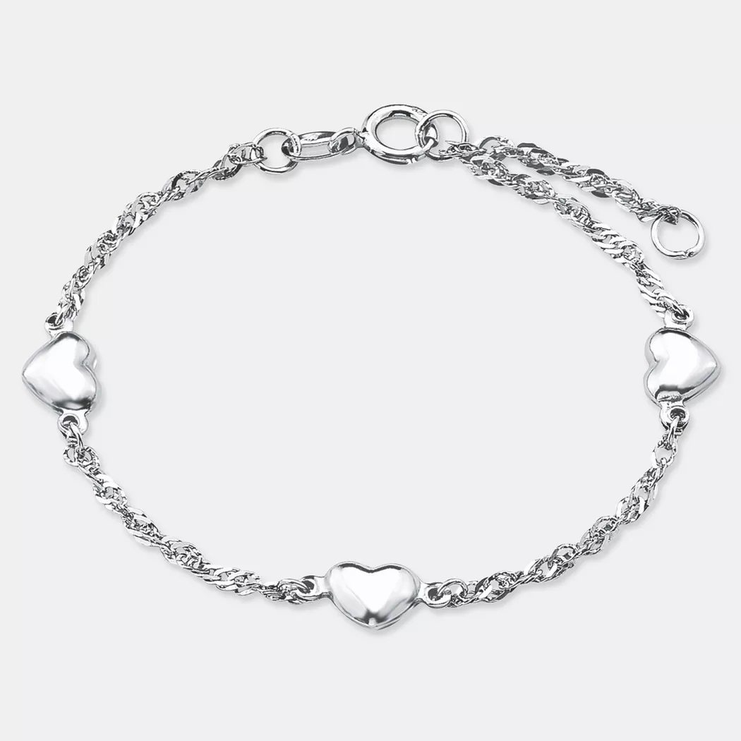 Armband AMOR "Herz", silber (silberfarben), Armbänder, Mädchen, 14cm, Silber 925 (Sterlingsilber), Armband