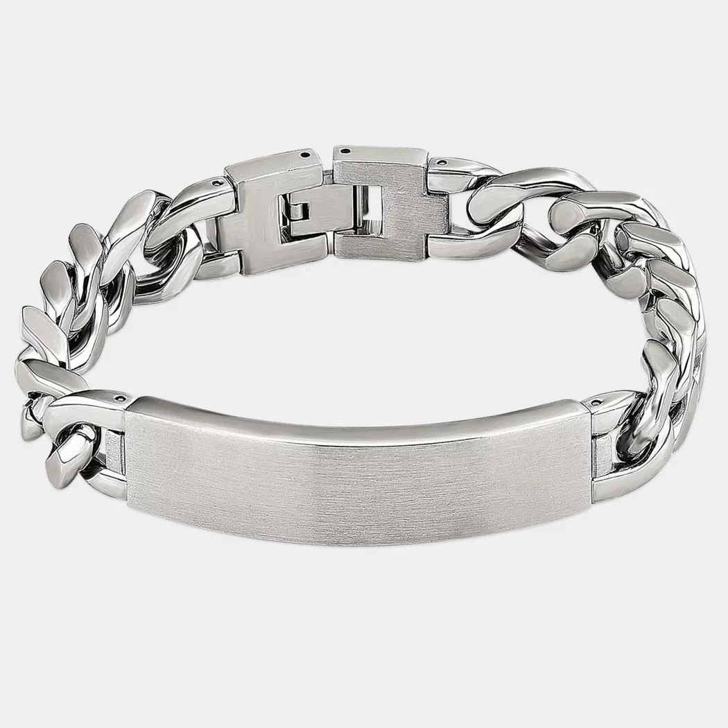 Armband AMOR "9342433", schwarz (edelstahlfarben, schwarz), Armbänder, Herren, 23cm, Edelstahl Kautschuk, Edelstahl, Kautschuk, Armband 3