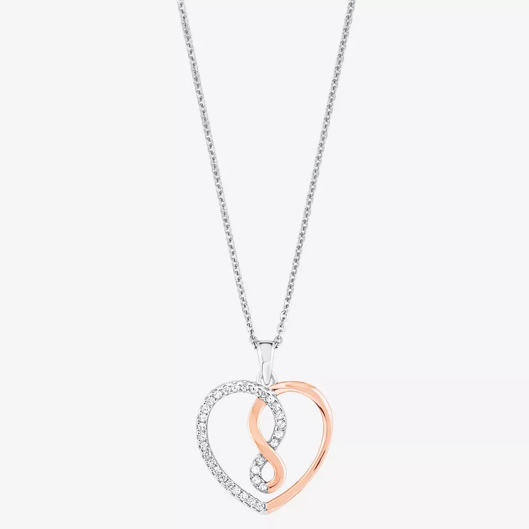 Kette und Anhänger Set AMOR "Lebensbaum/Taube", rosa (silber, 925, roségoldfarben, kristallweiß), Schmuck_Sets, Damen, Silber 925 (Sterlingsilber), mit Zirkonia (synth.) 4