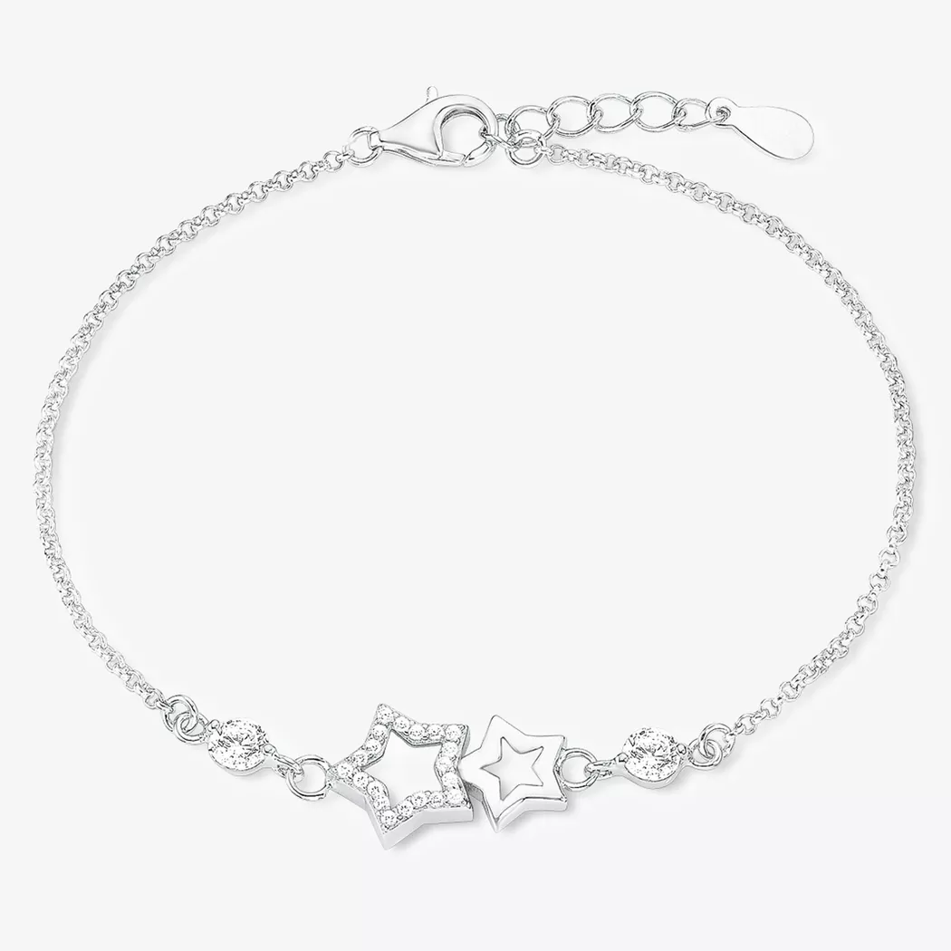 Silberarmband AMOR "Schmuck Geschenk Armkette Herz LIEBE", silber (silberfarben, kristallweiß, kristallweiß), Armbänder, Damen, 19cm, Silber 925 (Sterlingsilber), Silberarmband, Made in Germany - mit Zirkonia (synth.) 3
