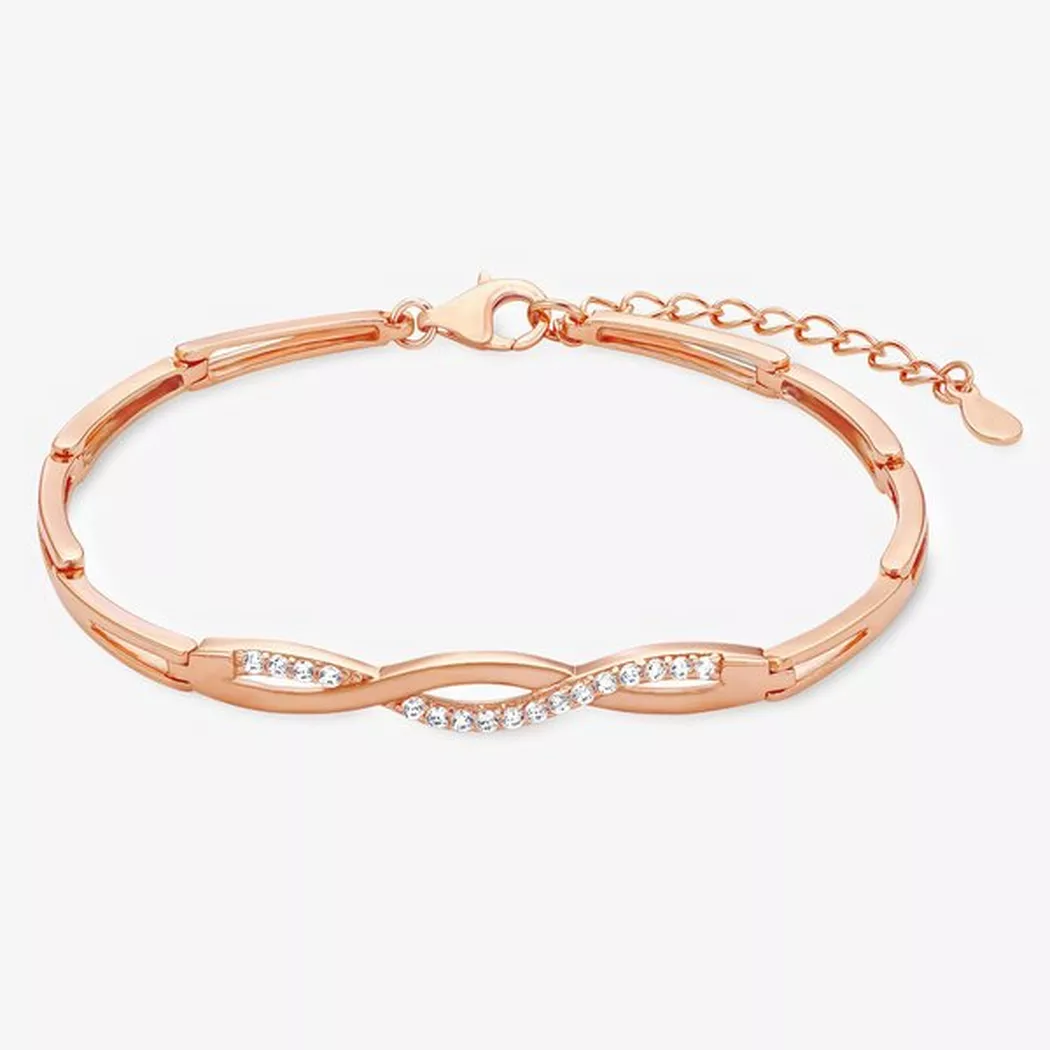 Armband AMOR "Herzen", rosa (roségoldfarben, kristallweiß), Armbänder, Damen, 20cm, Silber 925 (Sterlingsilber), Armband, mit Zirkonia (synth.)