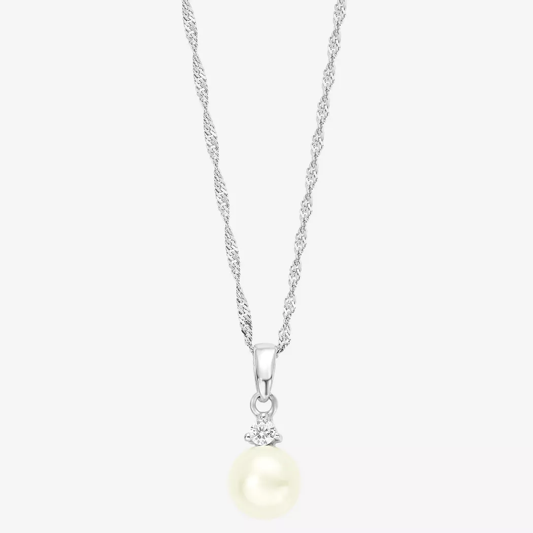 Kette mit Anhänger AMOR "Herz", silber (silberfarben), Halsketten, Damen, Silber 925 (Sterlingsilber), L: 42, mit Zirkonia (synth.) 6