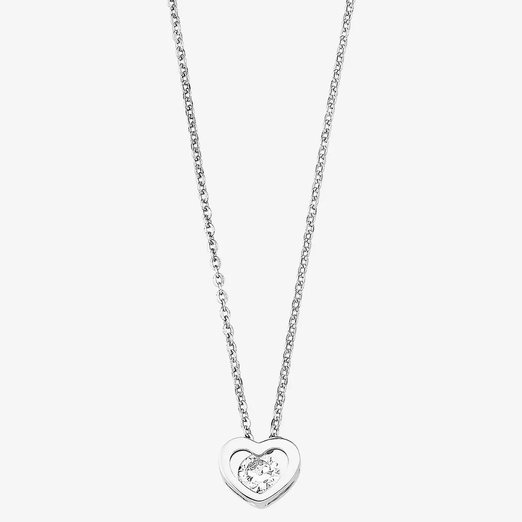 Kette mit Anhänger AMOR "Herz", silber (silberfarben), Halsketten, Damen, Silber 925 (Sterlingsilber), L: 42, mit Zirkonia (synth.)