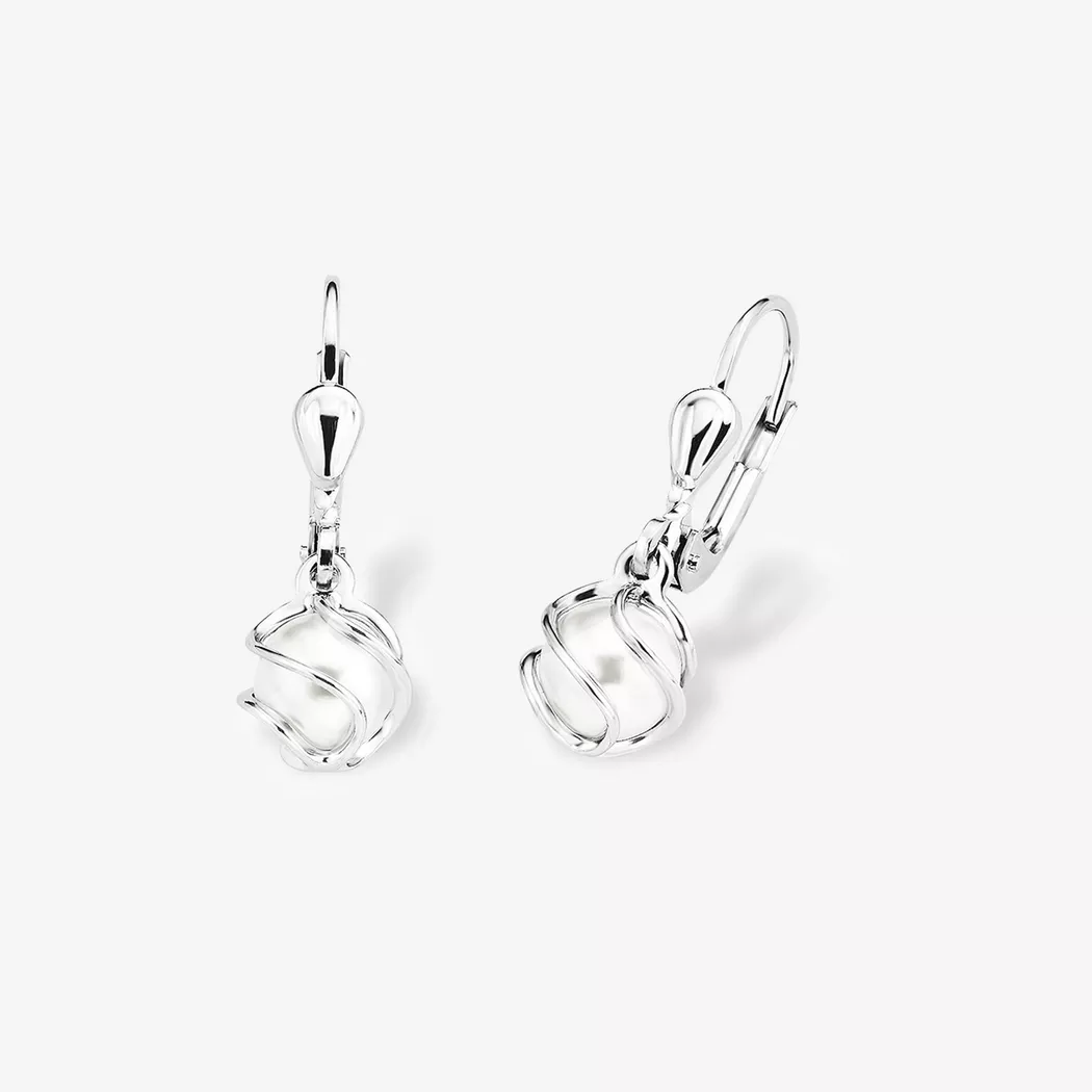 Paar Ohrhaken AMOR "9696390", silber (silberfarben, kristallweiß, kristallweiß), Ohrringe, Damen, Silber 925 (Sterlingsilber), mit Kristallglas 2