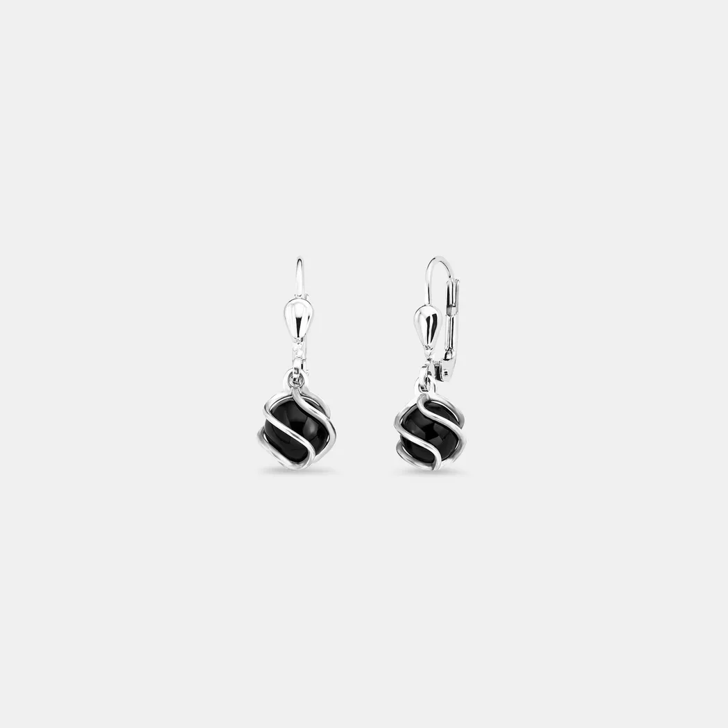 Paar Ohrhänger AMOR "2017170", silber (silberfarben, schwarz, schwarz), Ohrringe, Damen, Silber 925 (Sterlingsilber), Made in Germany, mit Onyx