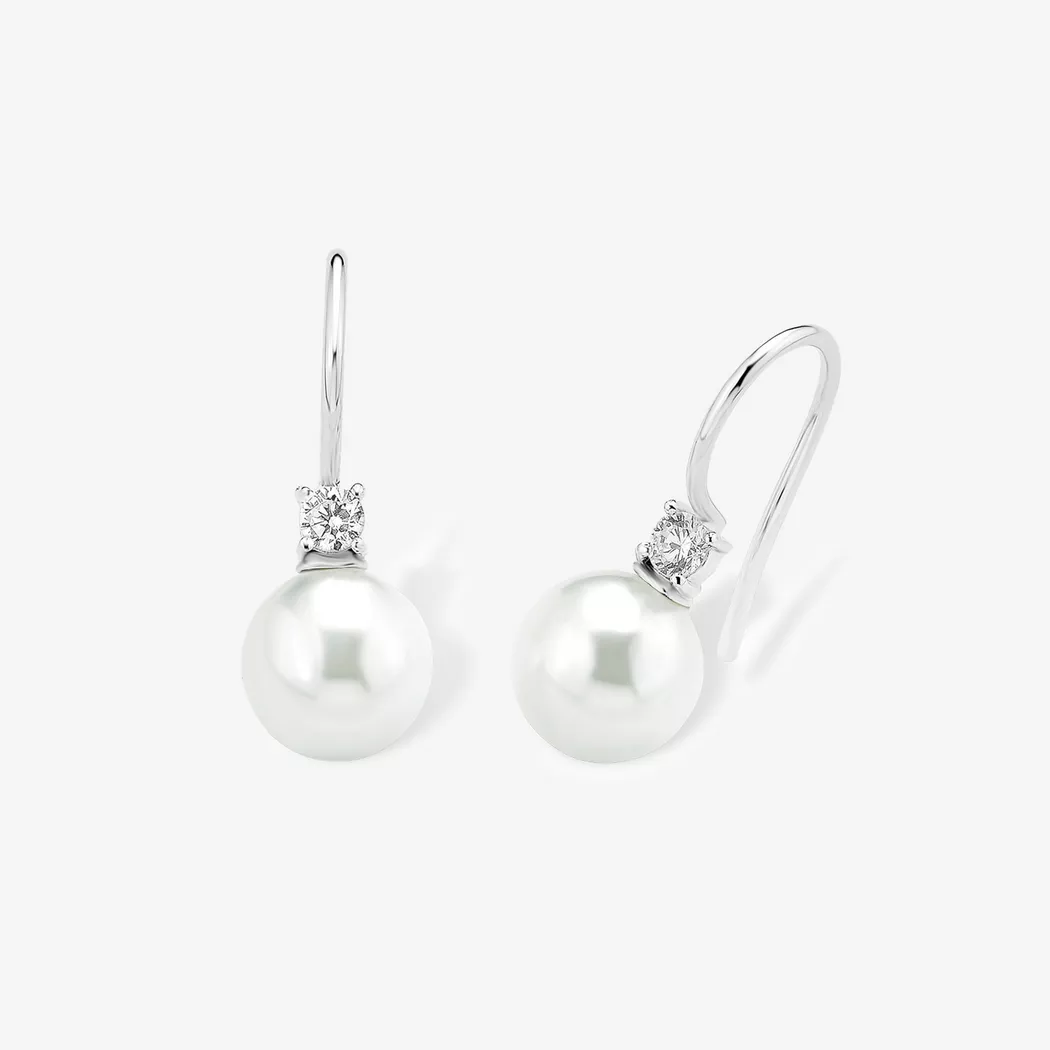 Paar Ohrhaken AMOR "9696390", silber (silberfarben, kristallweiß, kristallweiß), Ohrringe, Damen, Silber 925 (Sterlingsilber), mit Kristallglas 7