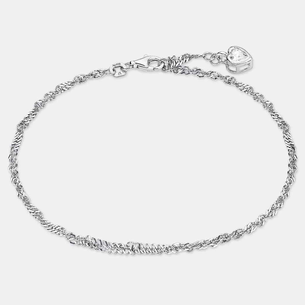 Fußkette mit Anhänger AMOR "Schmuck Geschenk Silber 925 Körperschmuck Herz", silber (silber, 925), Fußketten, Damen, Silber 925 (Sterlingsilber), mit Zirkonia (synth.) 2