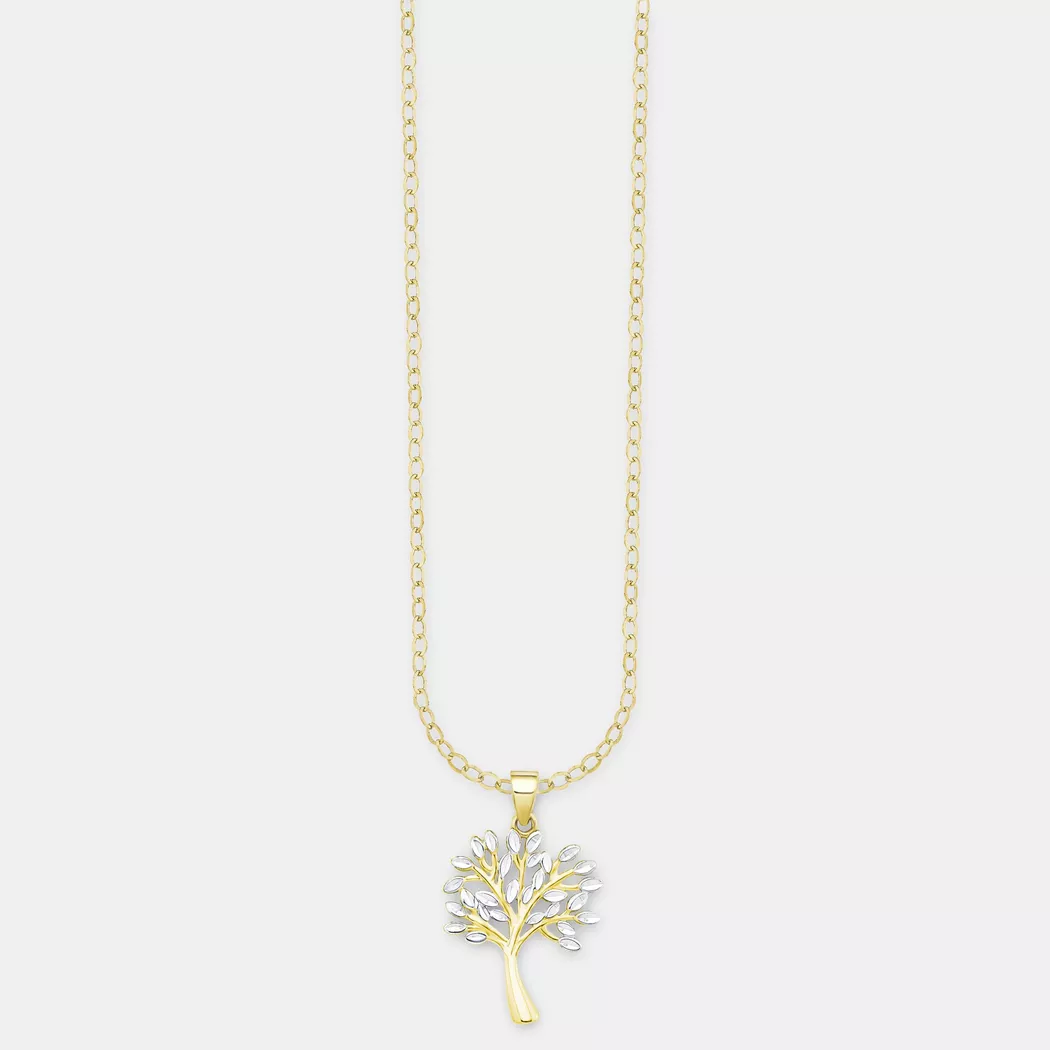 Kette mit Anhänger AMOR "Blütenranke", blau (gelbgoldfarben, kristallweißgoldfarben, kristallweiß, blau), Halsketten, Damen, Gelbgold 375 Weißgold 375, L: 45, Gelbgold 375, Weißgold 375, mit Zirkonia (synth.) 3