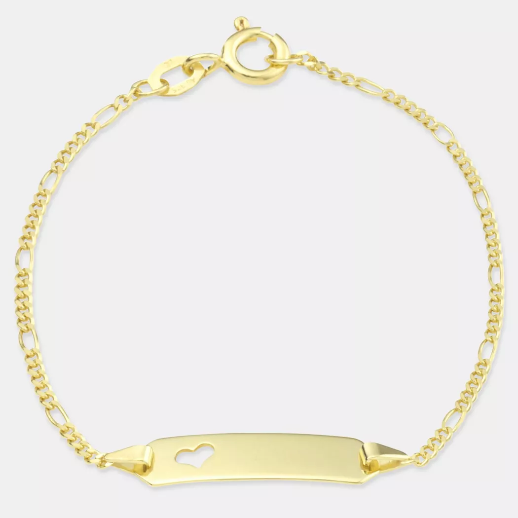 Goldarmband AMOR "Herz", gold (gelbgoldfarben), Armbänder, Mädchen, 14cm, Gelbgold 375, Goldarmband, Made in Germany
